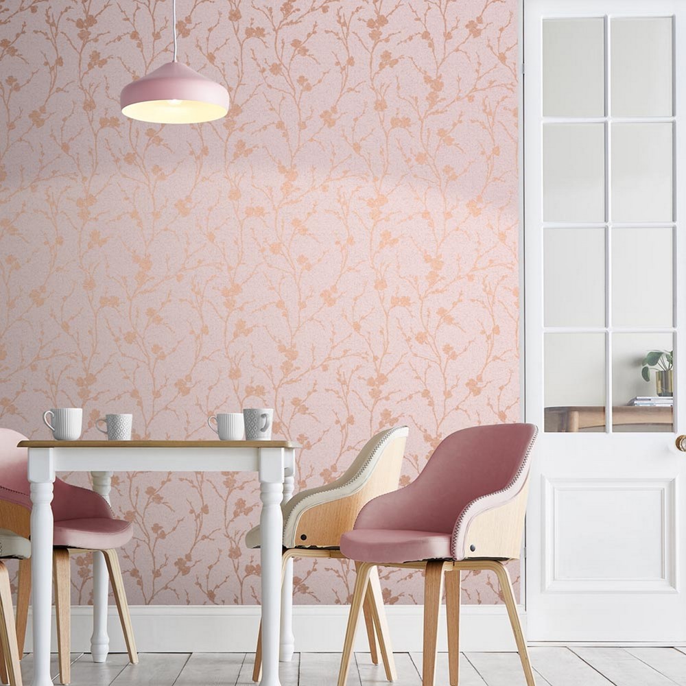 Meiying Wallpaper 105917 by Graham & Brown in Blush Pink